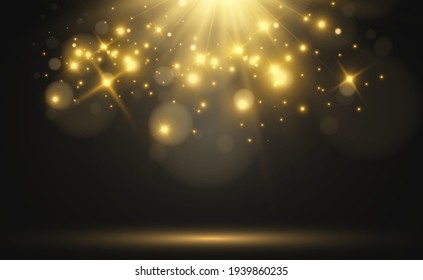 Bright beautiful star.Vector illustration of a light effect on a transparent background.	
