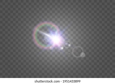 Bright beautiful star.Vector illustration of a light effect on a transparent background.