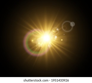 Bright beautiful star.Vector illustration of a light effect on a transparent background.