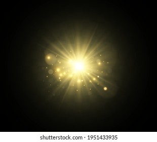 Bright beautiful star.Vector illustration of a light effect on a transparent background.