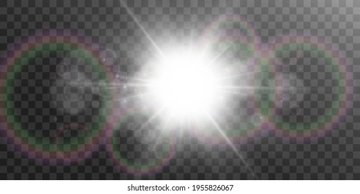 Bright beautiful star.Vector illustration of a light effect on a transparent background.	
