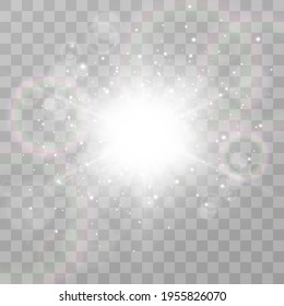 Bright beautiful star.Vector illustration of a light effect on a transparent background.	
