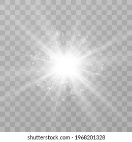Hell schöner Stern.Vektorgrafik eines Lichteffekts auf transparentem Hintergrund.	
