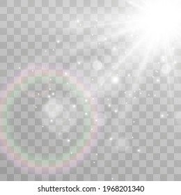 Bright beautiful star.Vector illustration of a light effect on a transparent background.	
