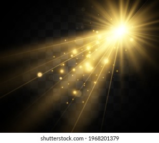 Bright beautiful star.Vector illustration of a light effect on a transparent background.	
