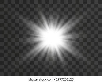 Bright beautiful star.Vector illustration of a light effect on a transparent background.