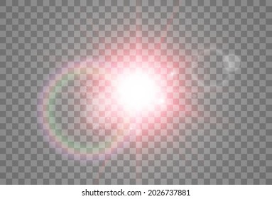 Hell schöner Stern.Vektorgrafik eines Lichteffekts auf transparentem Hintergrund.