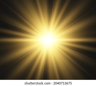 Bright beautiful star.Vector illustration of a light effect on a transparent background.	
