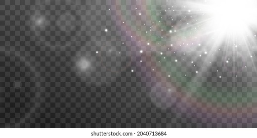 Bright beautiful star.Vector illustration of a light effect on a transparent background.	
