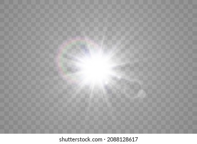 Bright beautiful star.Vector illustration of a light effect on a transparent background.	
