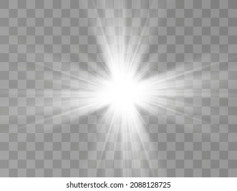 Bright beautiful star.Vector illustration of a light effect on a transparent background.	
