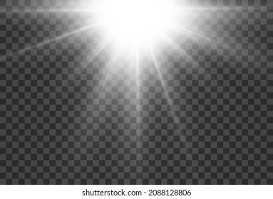 Bright beautiful star.Vector illustration of a light effect on a transparent background.	
