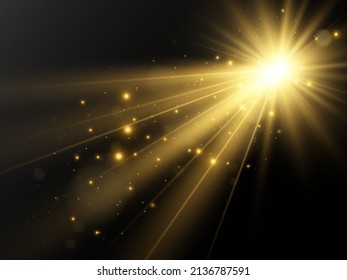 Bright beautiful star.Vector illustration of a light effect on a transparent background.
