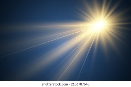 Bright beautiful star.Vector illustration of a light effect on a transparent background.
