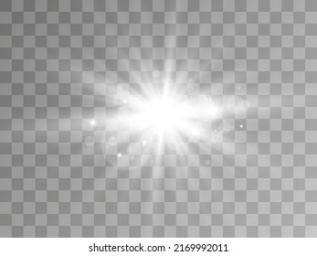 Bright beautiful star.Vector illustration of a light effect on a transparent background.	
