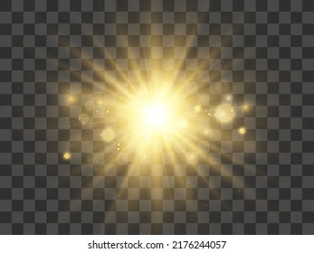 Bright beautiful star.Vector illustration of a light effect on a transparent background.	
