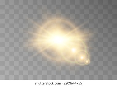 Bright beautiful star.Vector illustration of a light effect on a transparent background.
