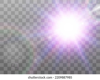 Bright beautiful star.Vector illustration of a light effect on a transparent background.
