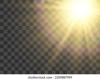 Bright beautiful star.Vector illustration of a light effect on a transparent background.