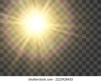Bright beautiful star.Vector illustration of a light effect on a transparent background.	

