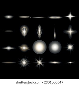 Bright beautiful star.Vector illustration of a light effect on black background.