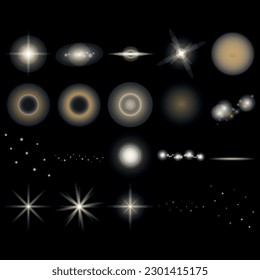 Bright beautiful star.Vector illustration of a light effect on black background.