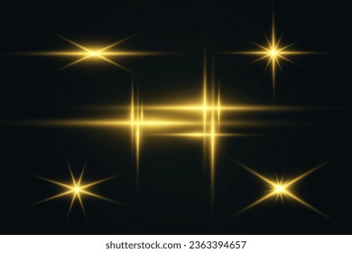 Bright beautiful star.Vector illustration of a light effect on a transparent background.	
