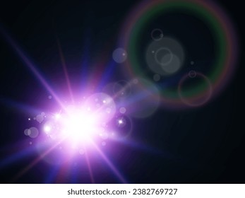 Bright beautiful star.Vector illustration of a light effect on a  background.	
