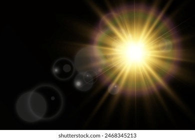 Bright beautiful star.Vector illustration of a light effect on a background.	
