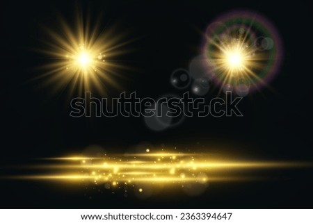 Bright beautiful star.Vector illustration of a light effect on a transparent background.	
