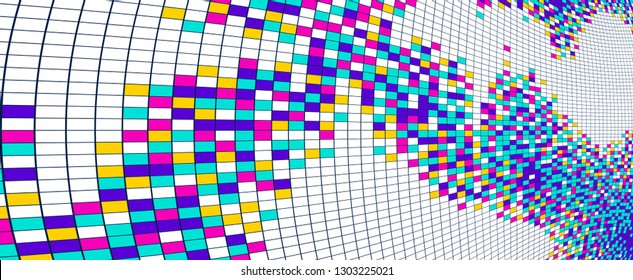 Bright and beautiful vector 3d mosaic tiles illustration, artistic abstract background as a template for layout with copy space for title and text. Usable for brochure, magazine, ad, banner, poster.