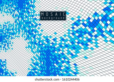 Bright and beautiful vector 3d mosaic tiles illustration, artistic abstract background as a template for layout with copy space for title and text. Usable for brochure, magazine, ad, banner, poster.