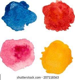 Bright beautiful watercolor design elements set, vector illustration