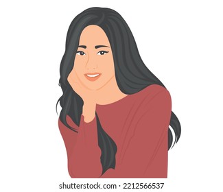 Bright and beautiful young woman cares about health care. Health care concept vector illustration.