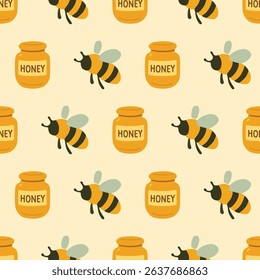 Bright Bee Butterfly Sunflower Honey Pattern