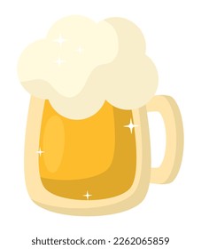 bright beer glass over white