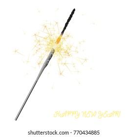 Bright bengal light on isolated background. Print for polygraphy, t-shirts and textiles. Doodle for design. Happy holidays!