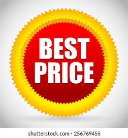Bright Best Price Badge in red and orange