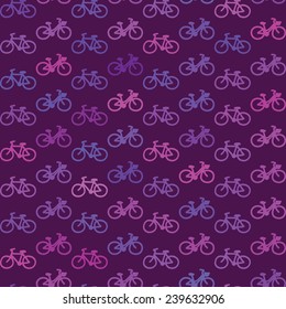 Bright bicycle pattern on a purple background