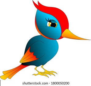 bright bird with red crest and yellow beak