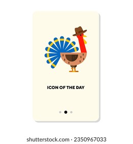 Bright bird or turkey flat icon. Turkey isolated vector sign. Wildlife and nature concept. Vector illustration symbol elements for web design and apps