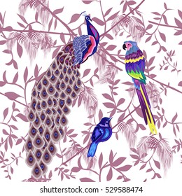 Bright birds flat style