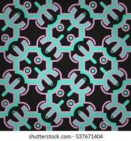 Bright black decorative seamless pattern in alien style.