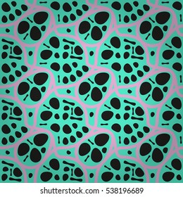 Bright black decorative seamless pattern in tissue style. Compound puzzle repeatable backdrop. Colorful, symmetric design for banner, textile, web or other purpose. Classic design. Vector background.