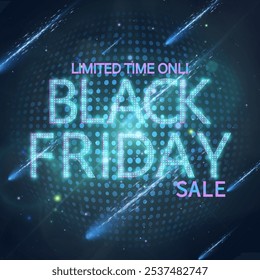 Anuncio de Web de Viernes Negro Brillante en Venta y Diseño Publicitario. Vector