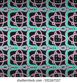 Bright black geometrical seamless pattern background in indian style. Smooth mosaic repeatable backdrop. Bright, graphical design for banner, curtain, wallpaper or other purpose.