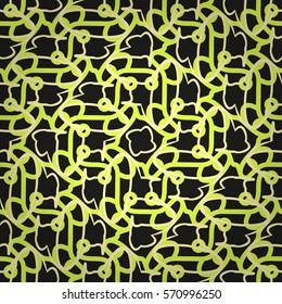 Bright black geometrical seamless pattern in laser cut style. Vector background. Smooth tessellated repeatable backdrop.