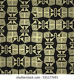 Bright black ornamental seamless pattern background in ancient style. Colored, graphic design for ads, surface, packing-paper or other purpose.