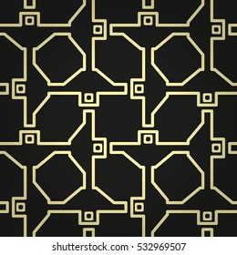 Bright black ornamental seamless pattern background in tracery style. Actual design.