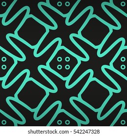 Bright black ornamental seamless pattern in curved style.
